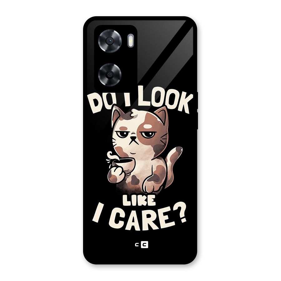 Cat Look Like Care Glass Back Case for Oppo A57 2022