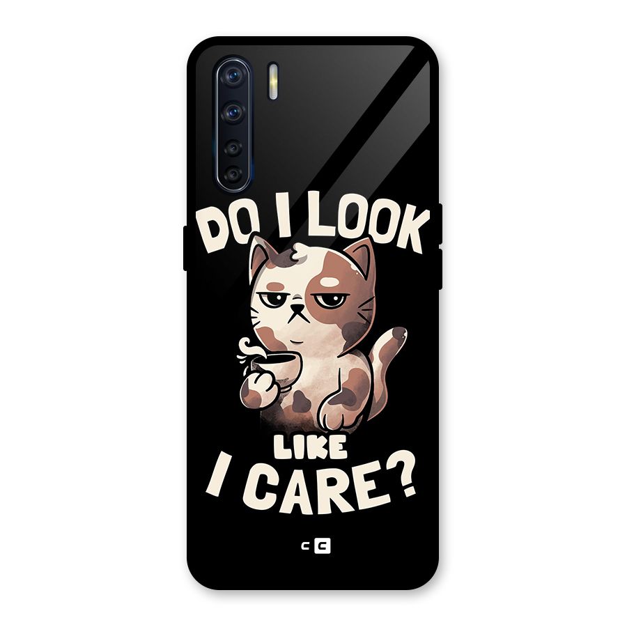 Cat Look Like Care Glass Back Case for Oppo F15
