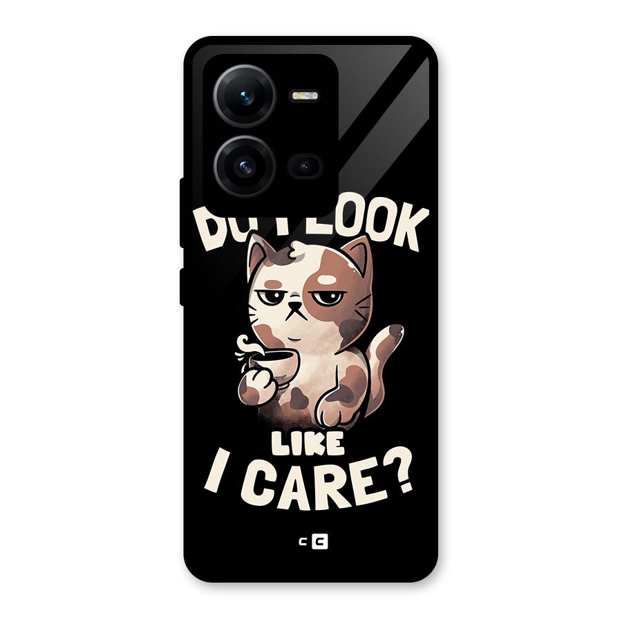 Cat Look Like Care Glass Back Case for Vivo V25
