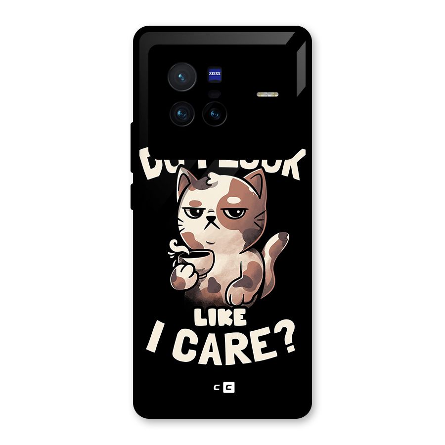 Cat Look Like Care Glass Back Case for Vivo X80