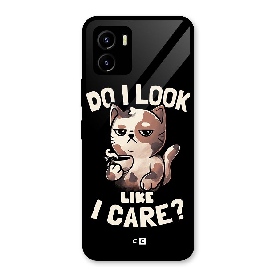 Cat Look Like Care Glass Back Case for Vivo Y15s