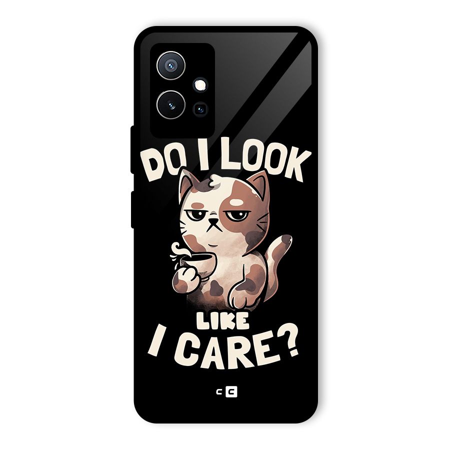 Cat Look Like Care Glass Back Case for Vivo Y75 5G