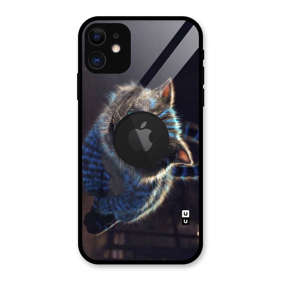Cat Smile Glass Back Case for iPhone 11 Logo Cut