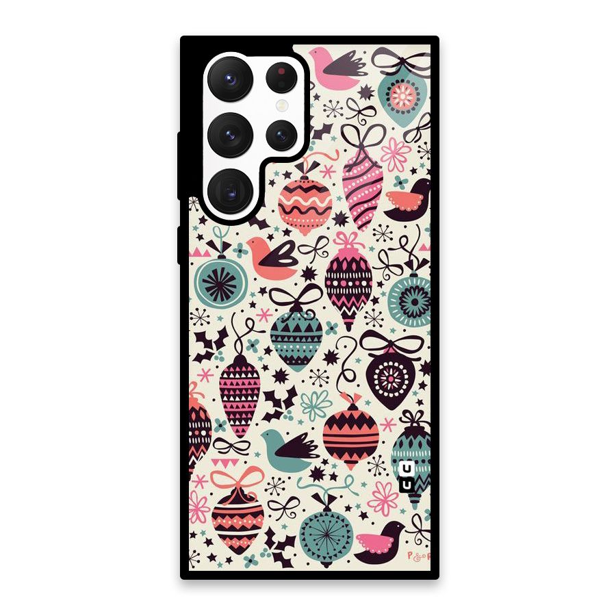 Celebration Pattern Glass Back Case for Galaxy S22 Ultra 5G