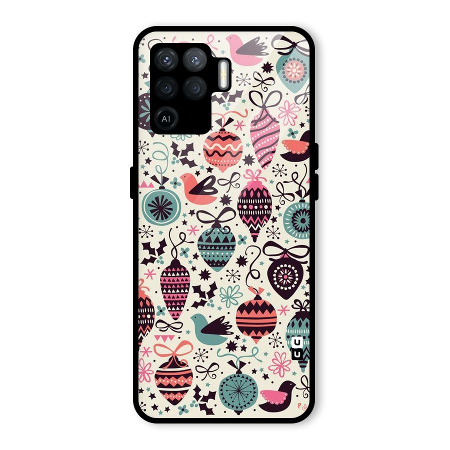 Celebration Pattern Glass Back Case for Oppo F19 Pro