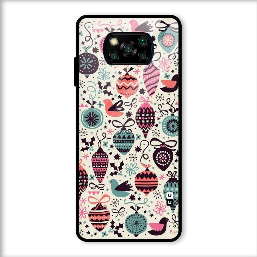 Celebration Pattern Glass Back Case for Poco X3