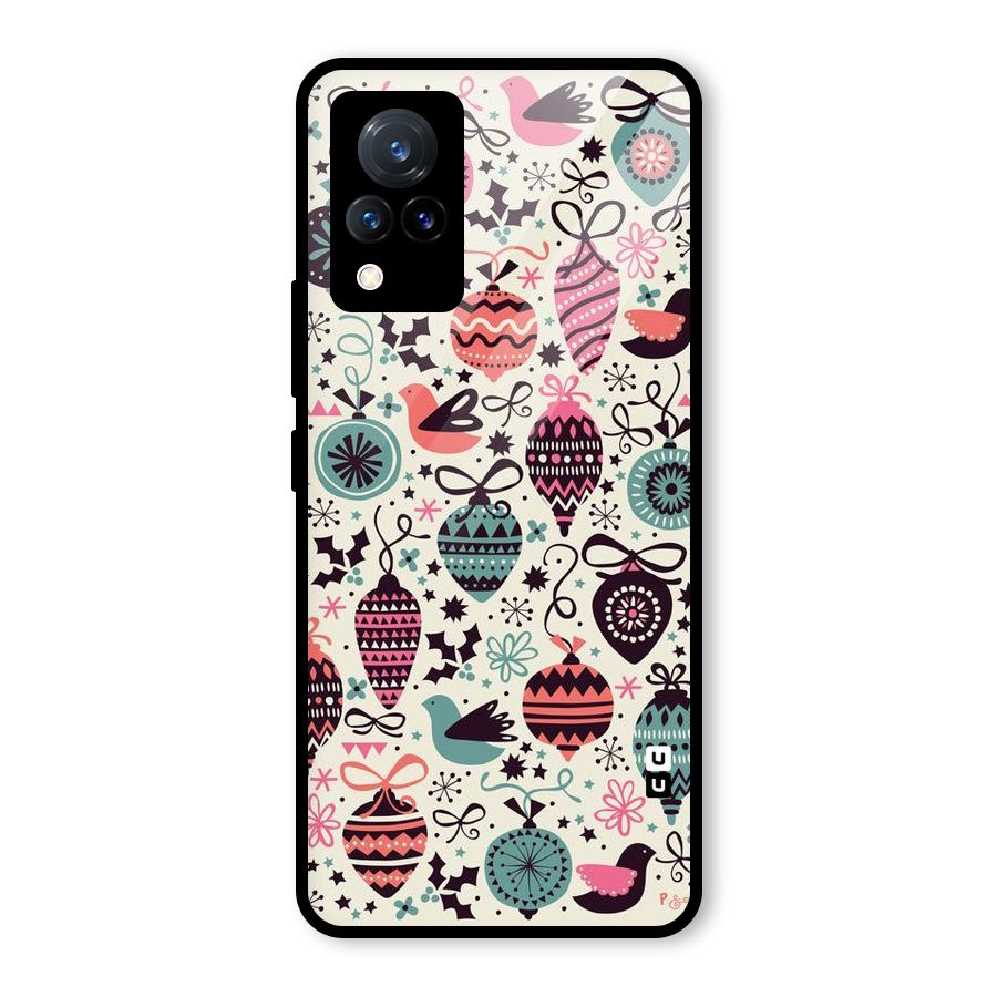 Celebration Pattern Glass Back Case for Vivo V21 5G