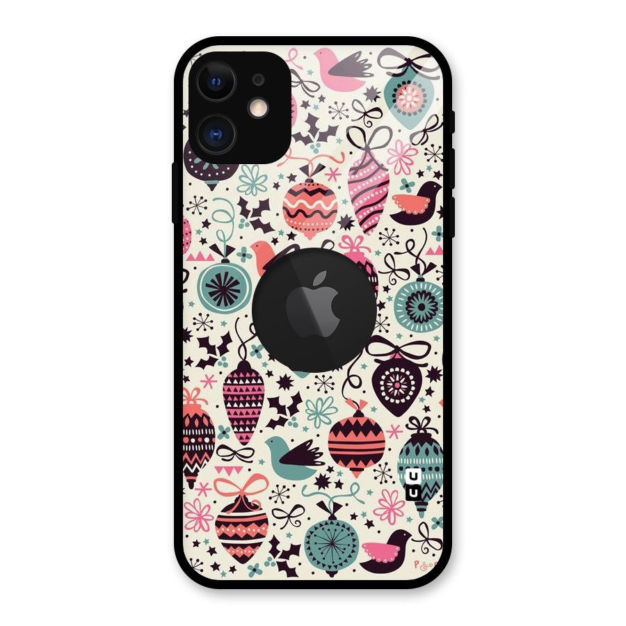 Celebration Pattern Glass Back Case for iPhone 11 Logo Cut