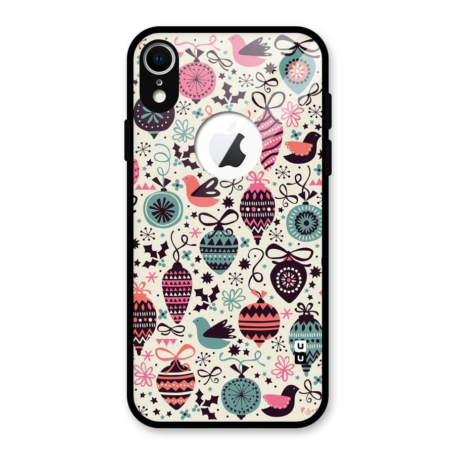 Celebration Pattern Glass Back Case for iPhone XR Logo Cut