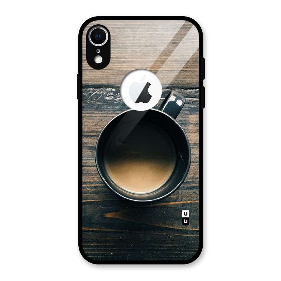 Chai On Wood Glass Back Case for iPhone XR Logo Cut