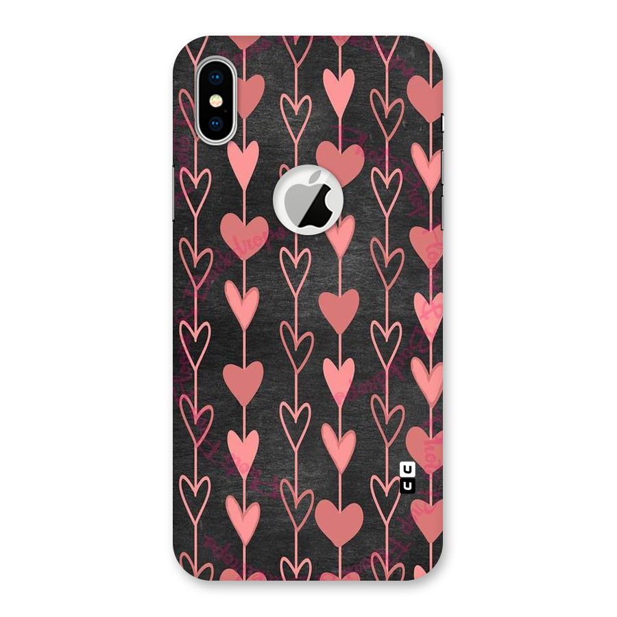 Chain Of Hearts Back Case for iPhone XS Logo Cut