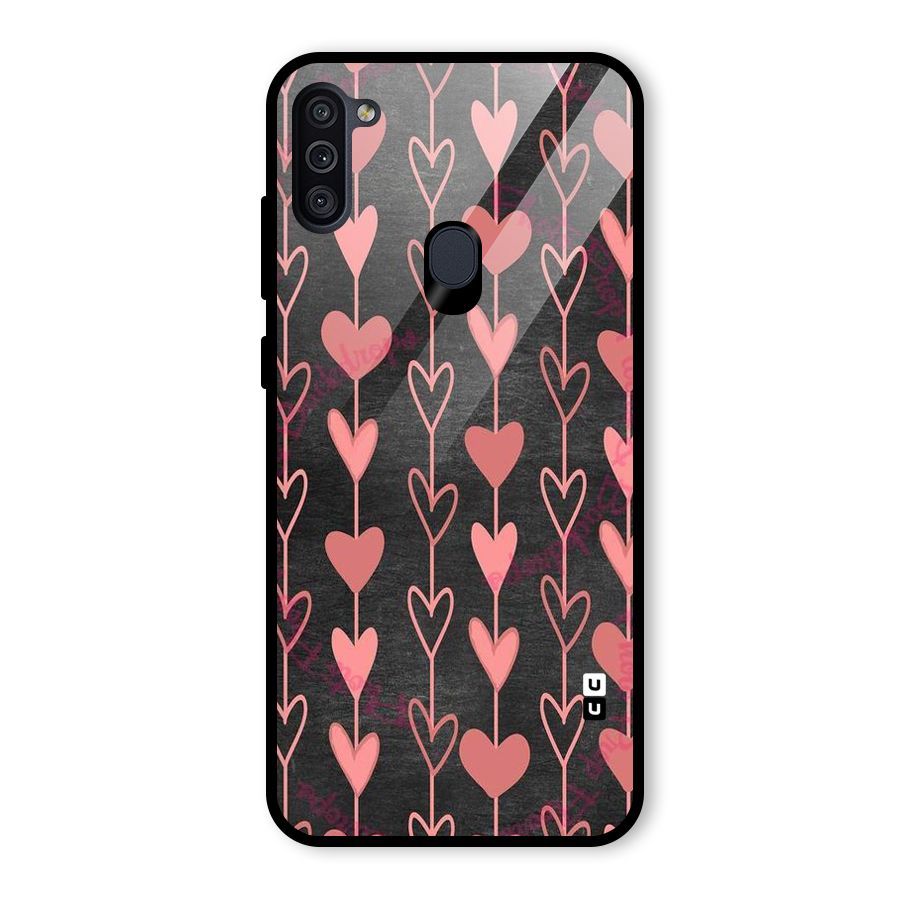Chain Of Hearts Glass Back Case for Galaxy M11
