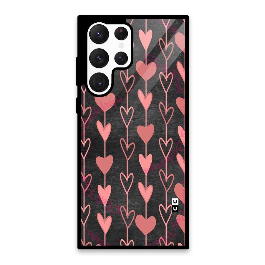 Chain Of Hearts Glass Back Case for Galaxy S22 Ultra 5G