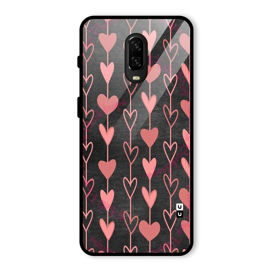 Chain Of Hearts Glass Back Case for OnePlus 6T