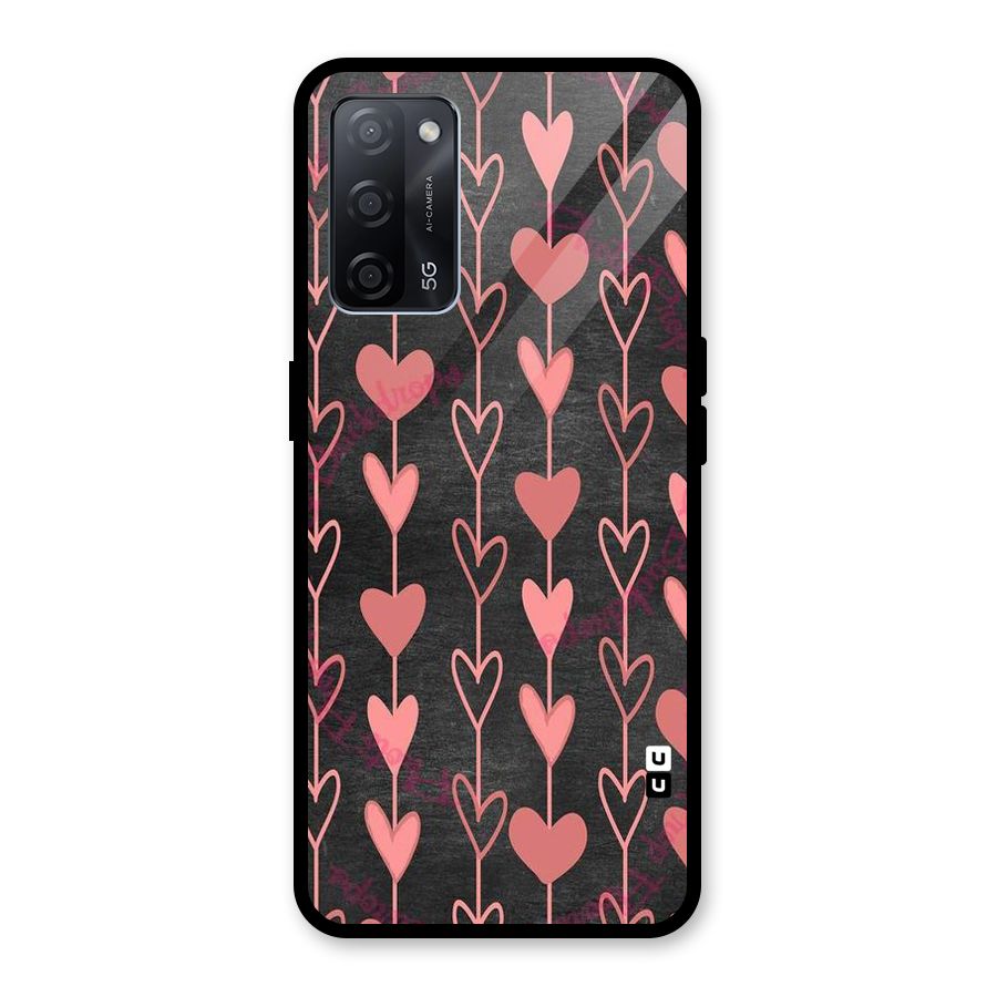 Chain Of Hearts Glass Back Case for Oppo A53s 5G