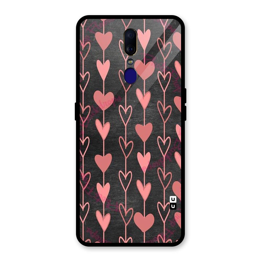 Chain Of Hearts Glass Back Case for Oppo F11