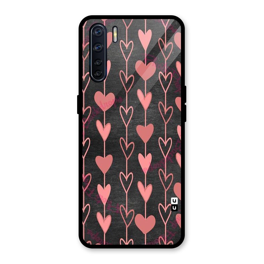 Chain Of Hearts Glass Back Case for Oppo F15
