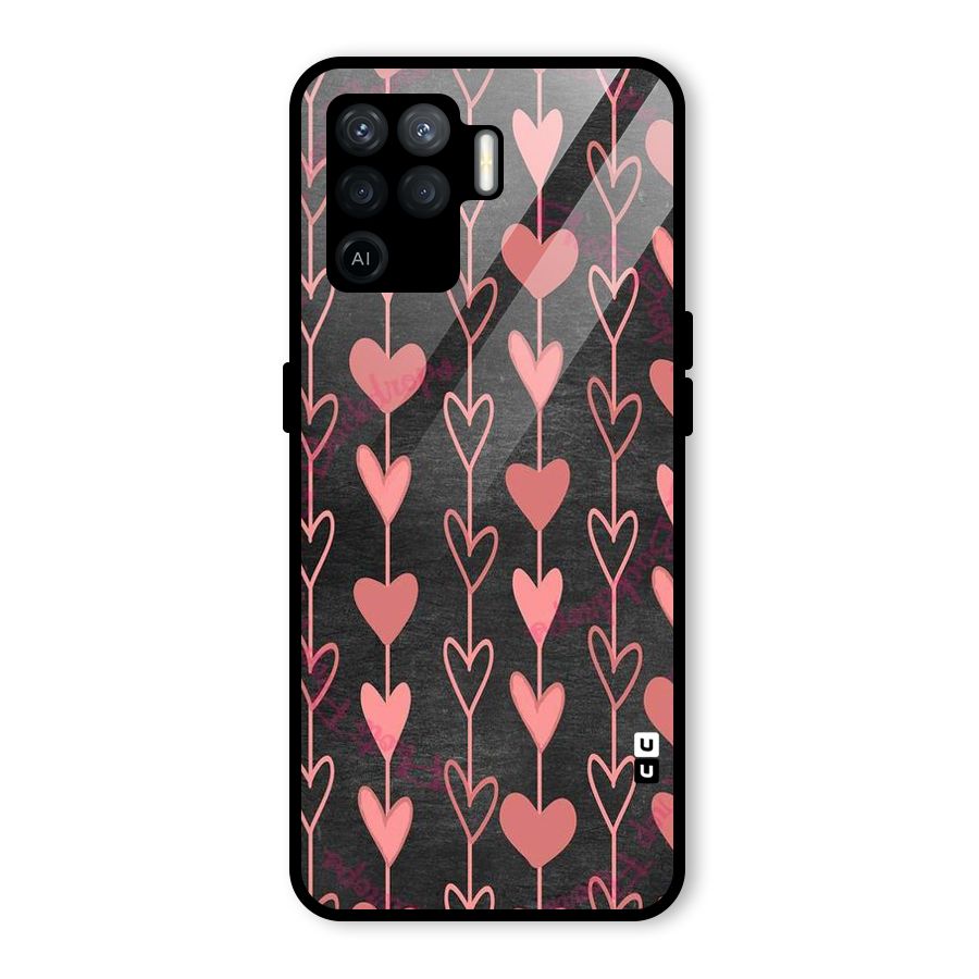 Chain Of Hearts Glass Back Case for Oppo F19 Pro