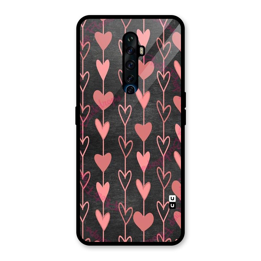 Chain Of Hearts Glass Back Case for Oppo Reno2 F