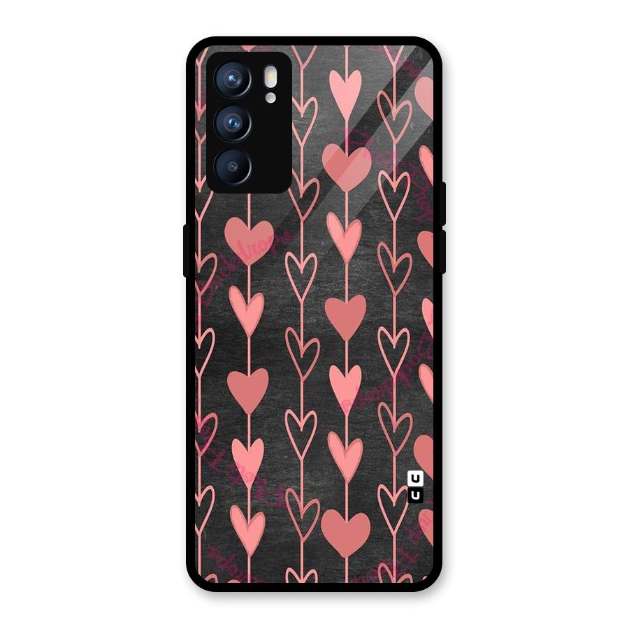 Chain Of Hearts Glass Back Case for Oppo Reno6 5G