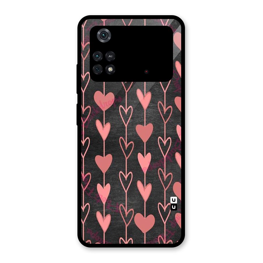Chain Of Hearts Glass Back Case for Poco M4 Pro 4G
