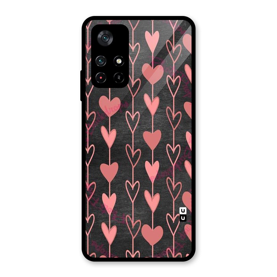 Chain Of Hearts Glass Back Case for Poco M4 Pro 5G