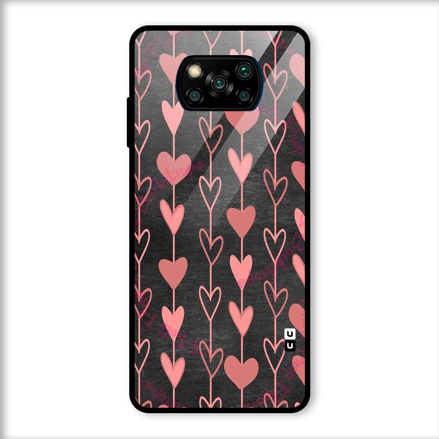 Chain Of Hearts Glass Back Case for Poco X3