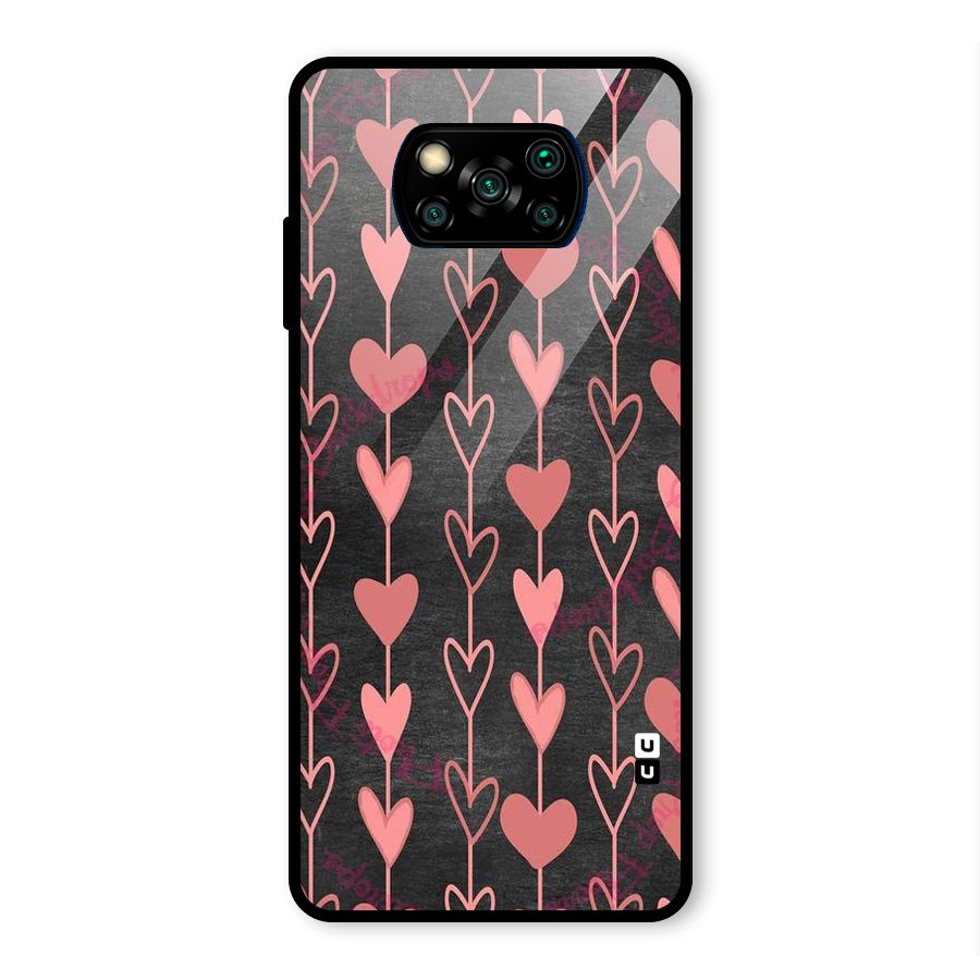 Chain Of Hearts Glass Back Case for Poco X3 Pro