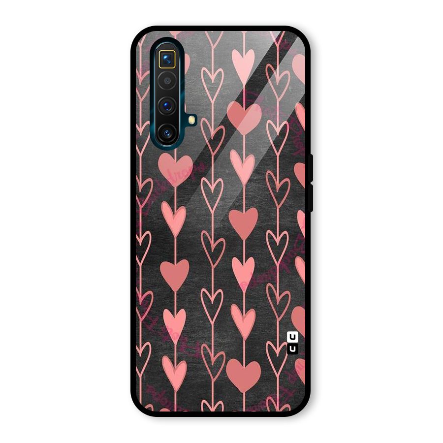 Chain Of Hearts Glass Back Case for Realme X3 SuperZoom