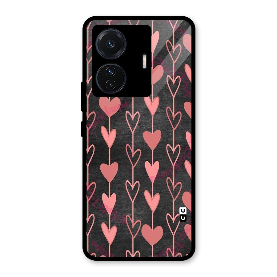 Chain Of Hearts Glass Back Case for Vivo T1 Pro
