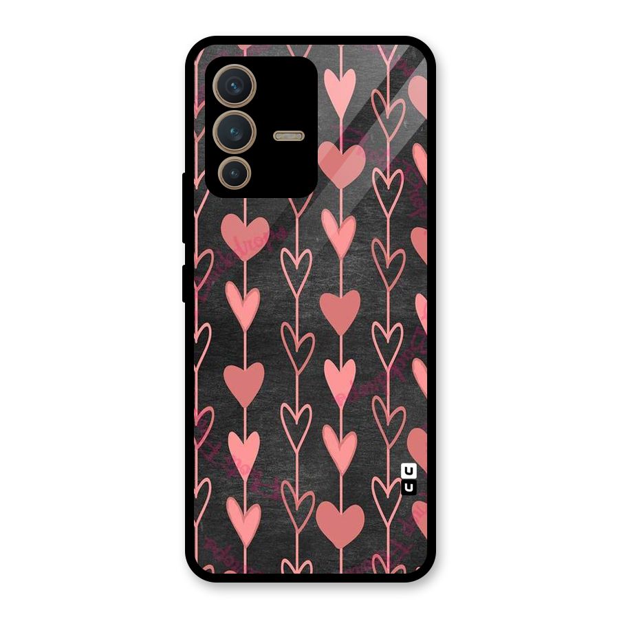 Chain Of Hearts Glass Back Case for Vivo V23 5G