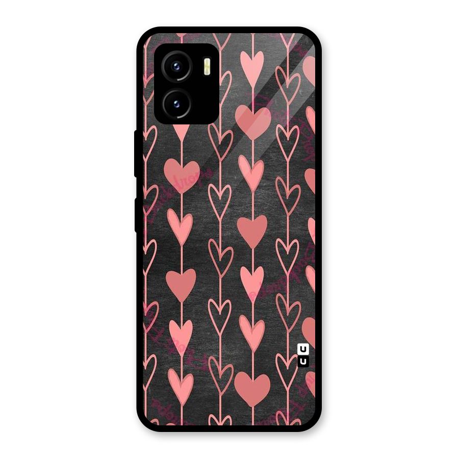 Chain Of Hearts Glass Back Case for Vivo Y15s