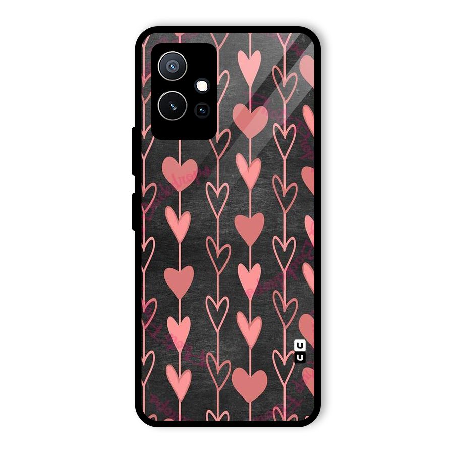 Chain Of Hearts Glass Back Case for Vivo Y75 5G
