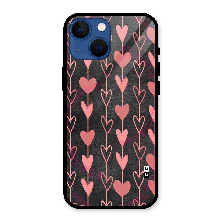 Chain Of Hearts Glass Back Case for iPhone 13 Mini