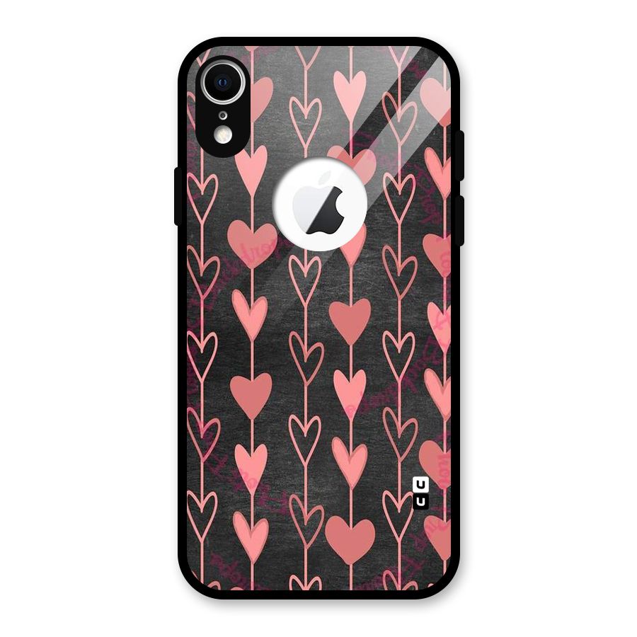 Chain Of Hearts Glass Back Case for iPhone XR Logo Cut