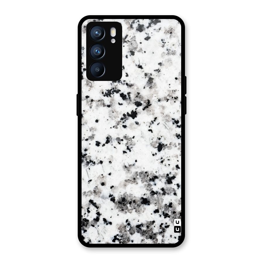Charcoal Spots Marble Glass Back Case for Oppo Reno6 5G