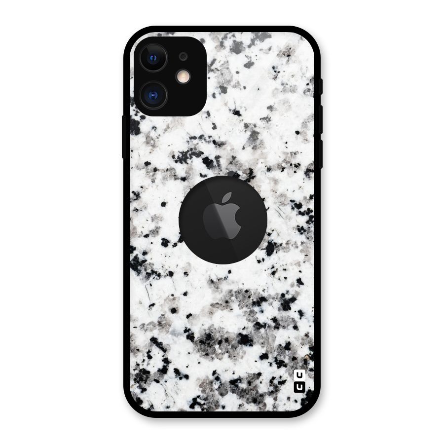 Charcoal Spots Marble Glass Back Case for iPhone 11 Logo Cut