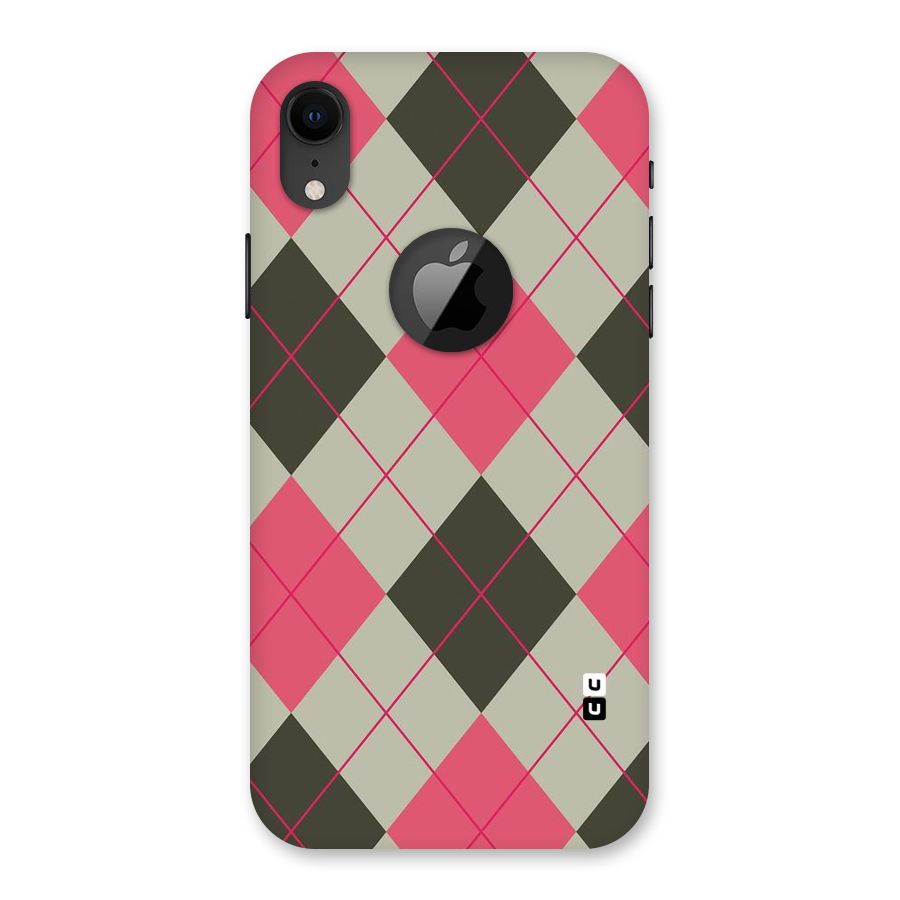 Check And Lines Back Case for iPhone XR Logo Cut