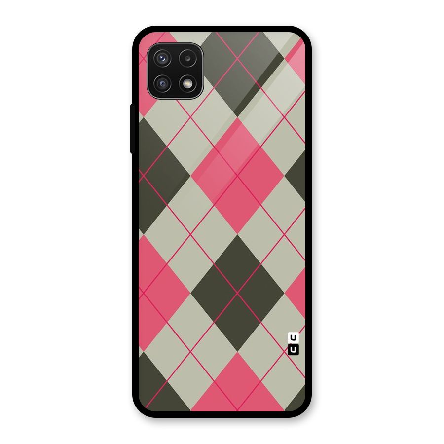 Check And Lines Glass Back Case for Galaxy A22 5G