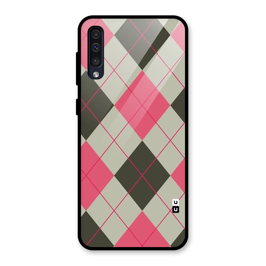 Check And Lines Glass Back Case for Galaxy A30s