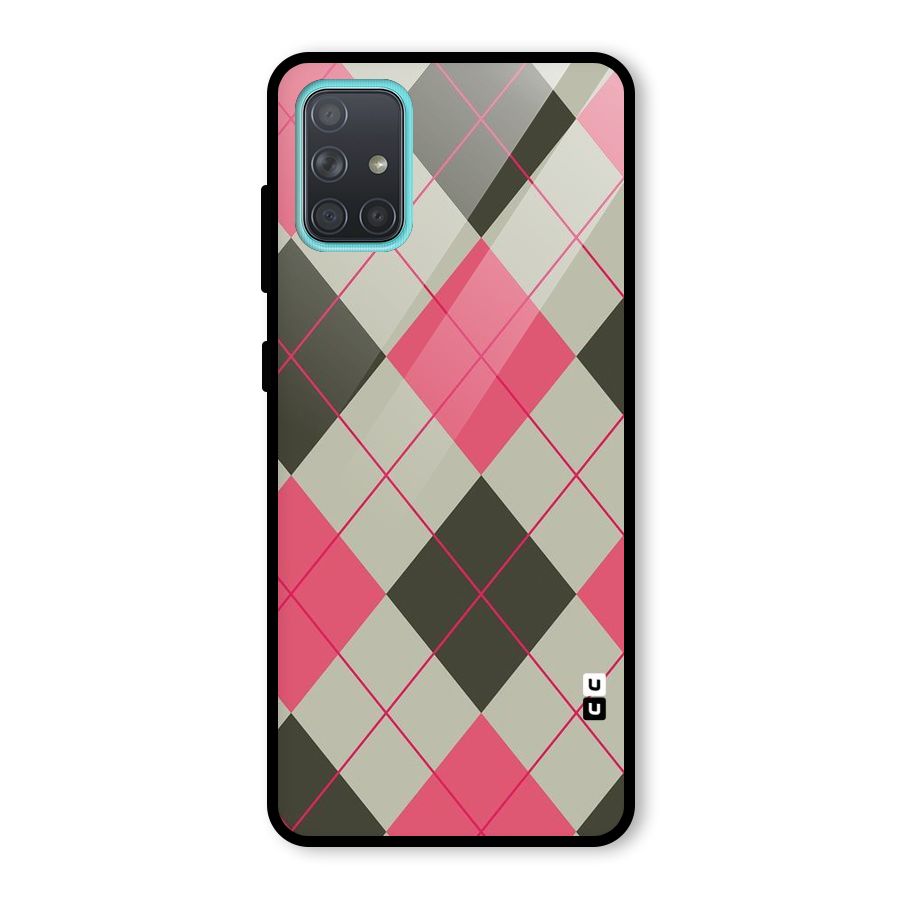 Check And Lines Glass Back Case for Galaxy A71