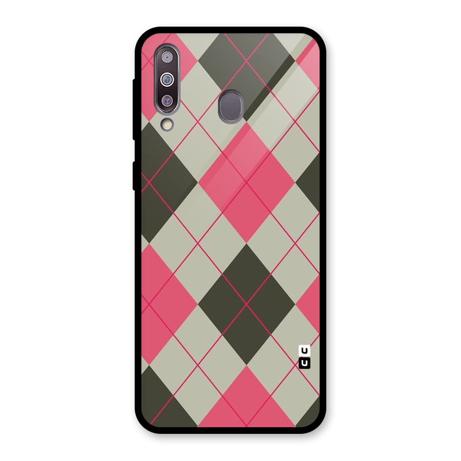 Check And Lines Glass Back Case for Galaxy M30