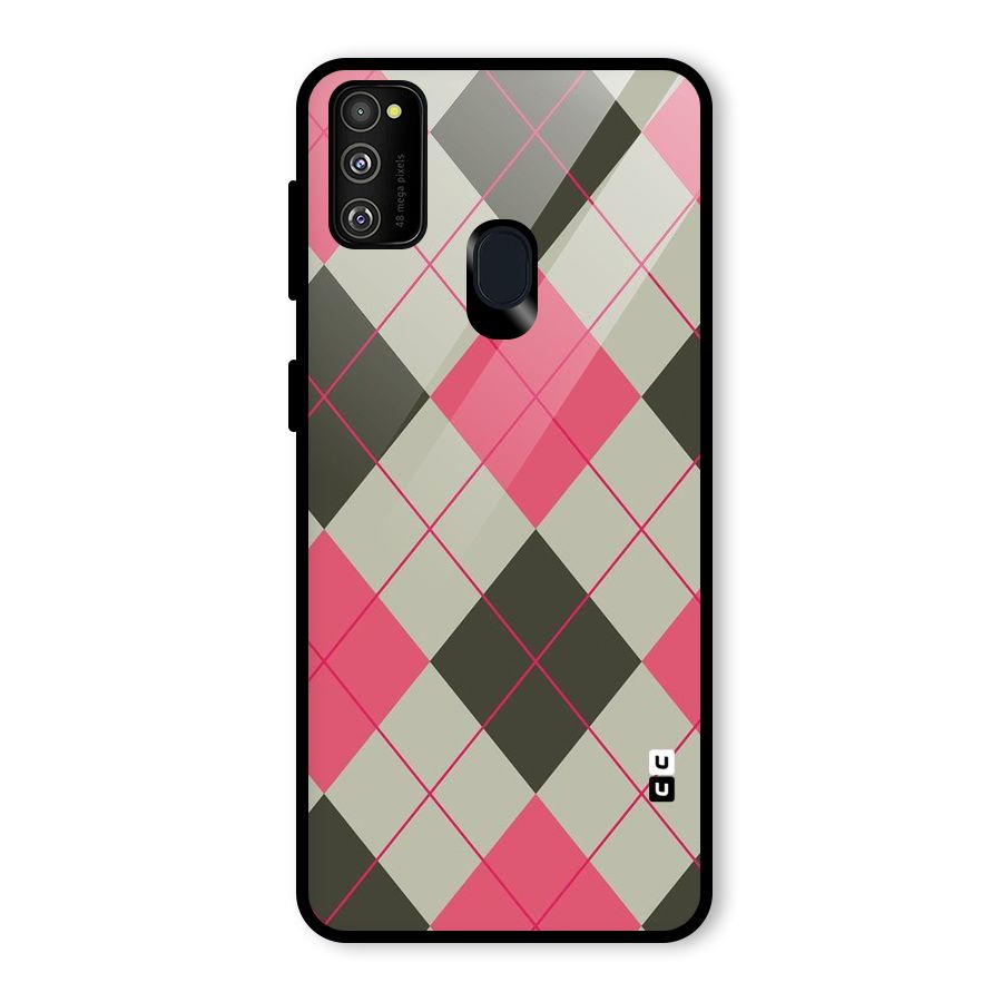 Check And Lines Glass Back Case for Galaxy M30s