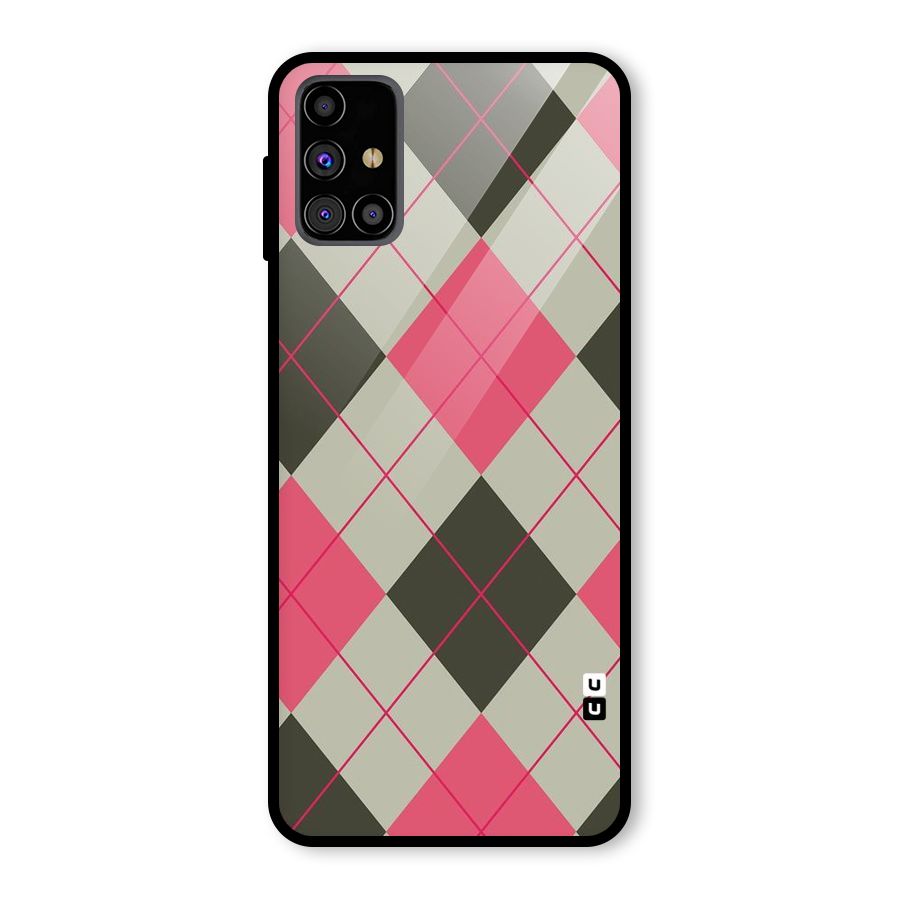 Check And Lines Glass Back Case for Galaxy M31s