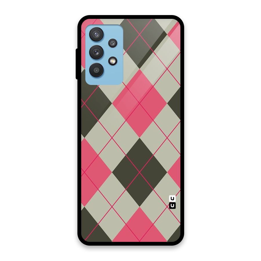 Check And Lines Glass Back Case for Galaxy M32 5G