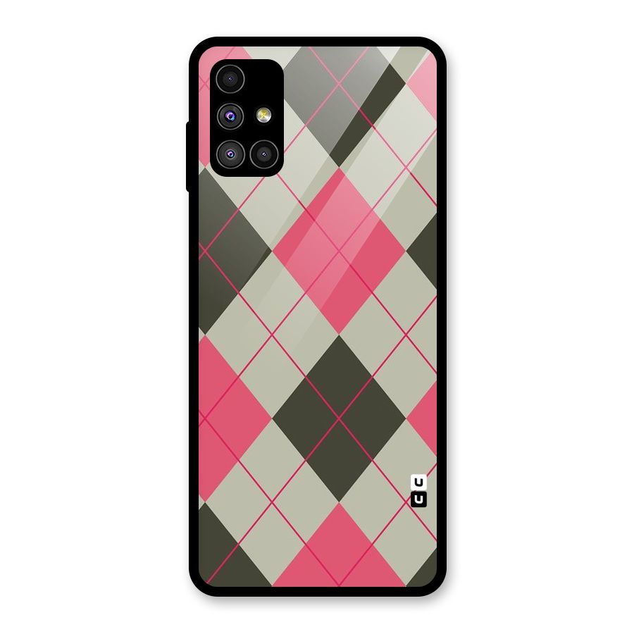 Check And Lines Glass Back Case for Galaxy M51
