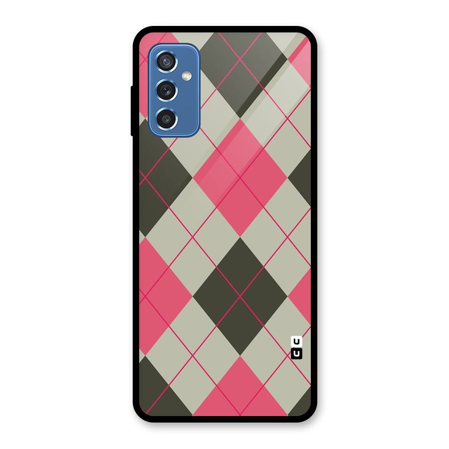 Check And Lines Glass Back Case for Galaxy M52 5G