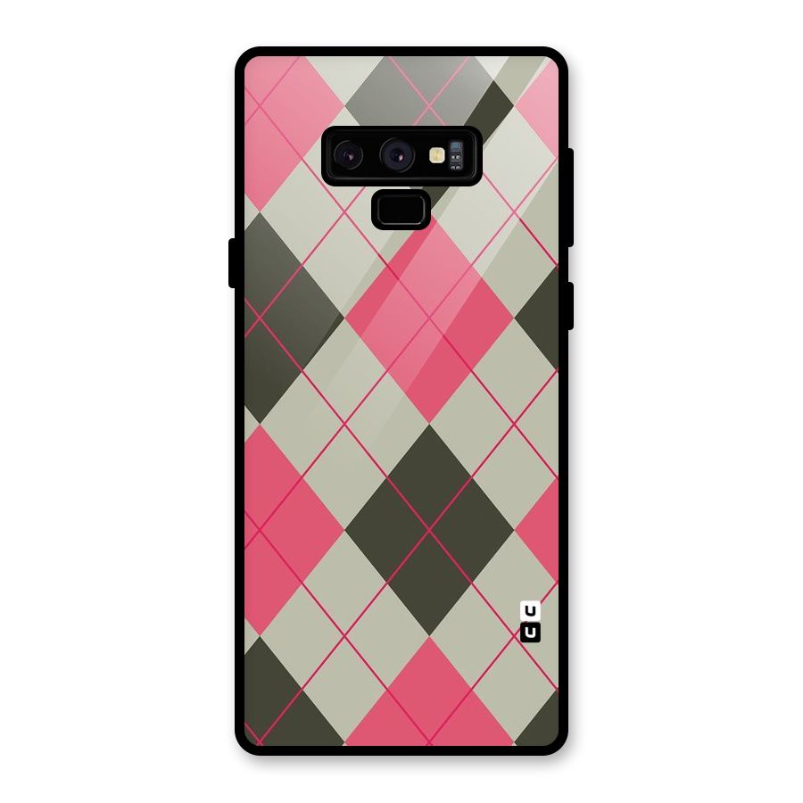 Check And Lines Glass Back Case for Galaxy Note 9