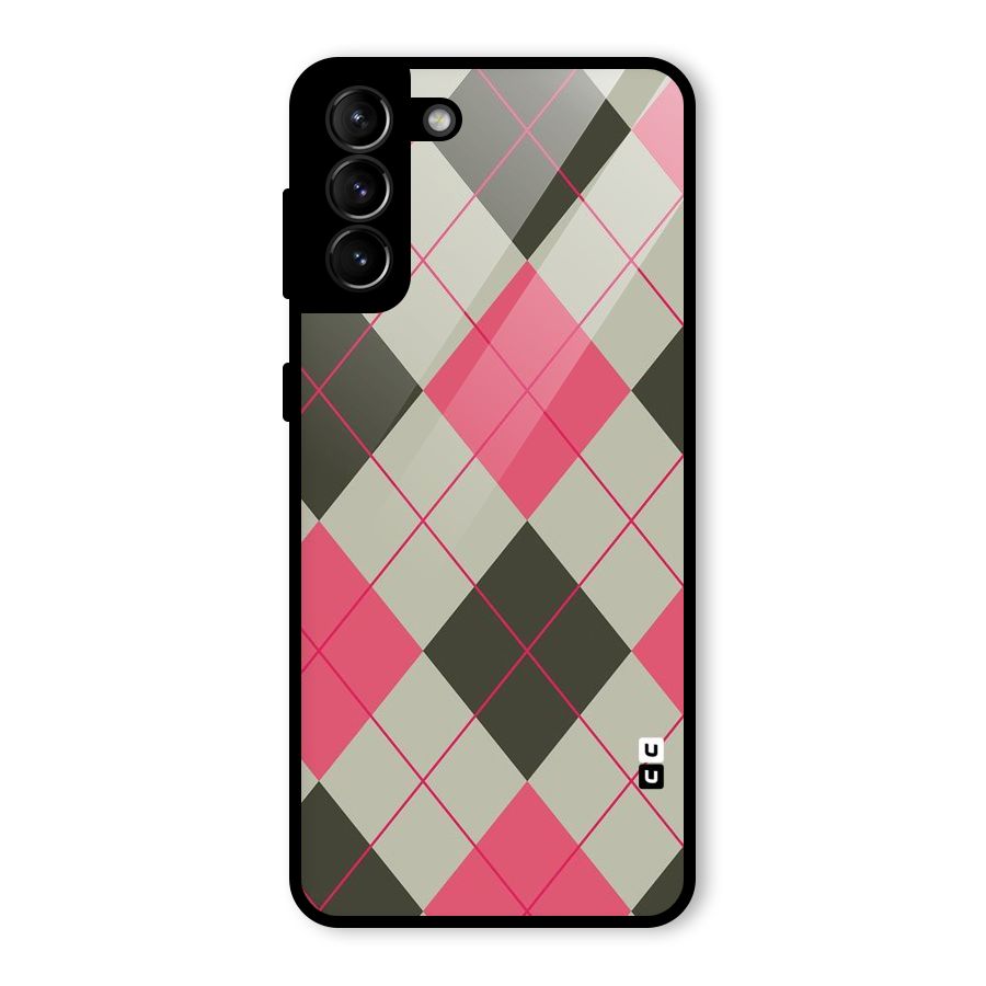 Check And Lines Glass Back Case for Galaxy S21 Plus