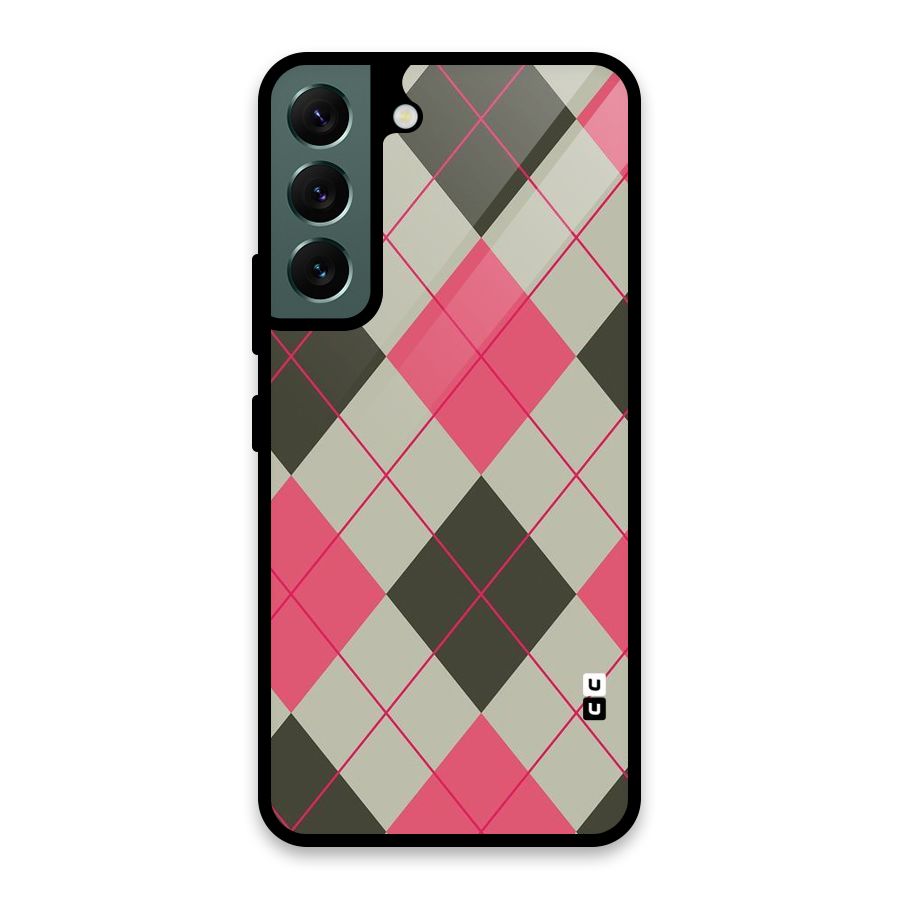 Check And Lines Glass Back Case for Galaxy S22 5G